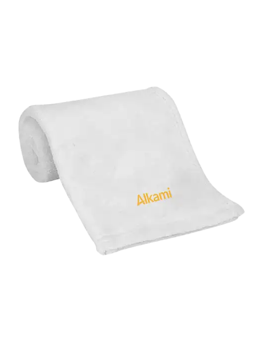 White Alpine Fleece Mink Touch Luxury Baby Blanket  w/Alkami Logo