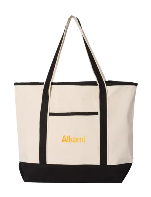 Natural/Black Large Canvas Deluxe Tote w/Alkami Logo