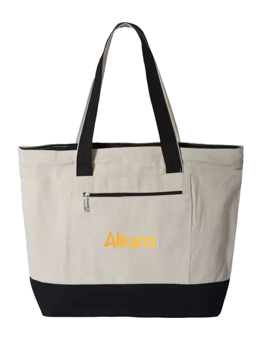 Natural/Black Zippered Tote  w/Alkami Logo