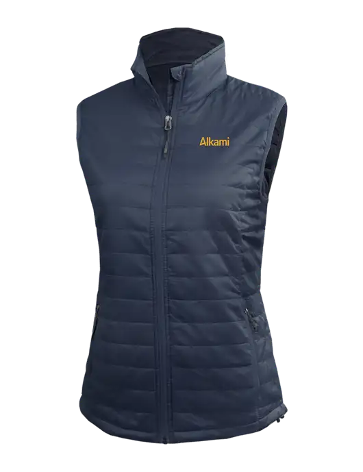Womens Packable Navy Puffy Vest w/Alkami Logo