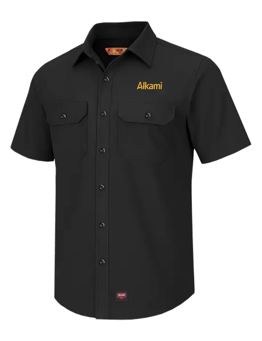 Red Kap Black Short Sleeve Solid Ripstop Shirt w/Alkami Logo