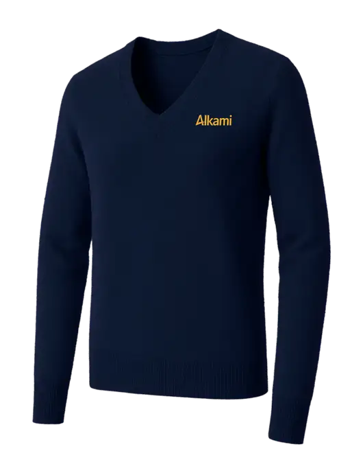 Brooks Brothers Womens Navy Washable Merino V-Neck Sweater w/Alkami Logo