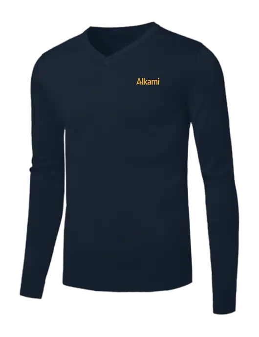 Brooks Brothers Navy Washable Merino V-Neck Sweater w/Alkami Logo