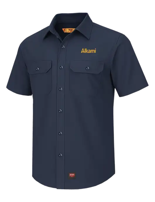 Red Kap Navy Short Sleeve Solid Ripstop Shirt w/Alkami Logo