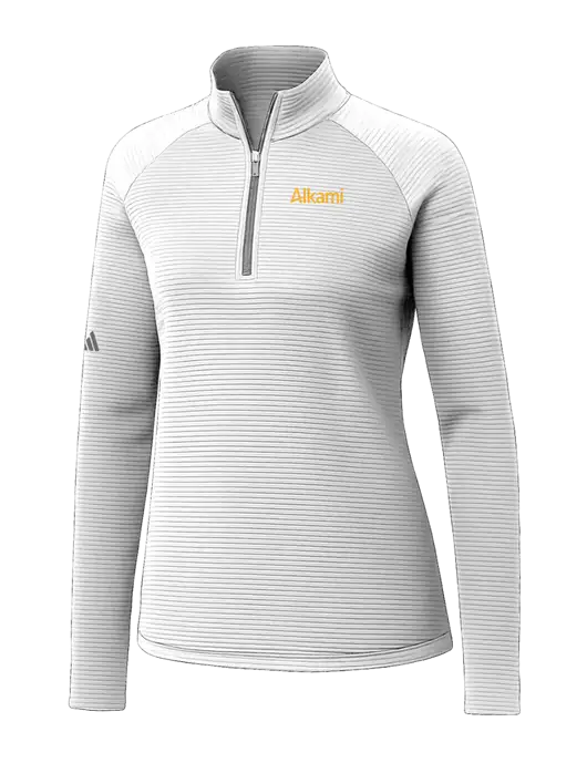 Adidas Womens White Spacer Quarter-Zip Pullover  w/Alkami Logo