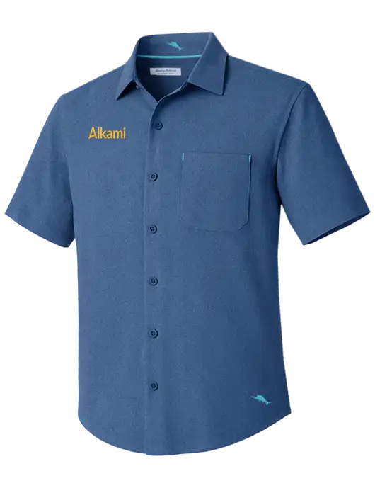 Tommy Bahama Light Navy Sandy Point Short Sleeve Shirt w/Alkami Logo