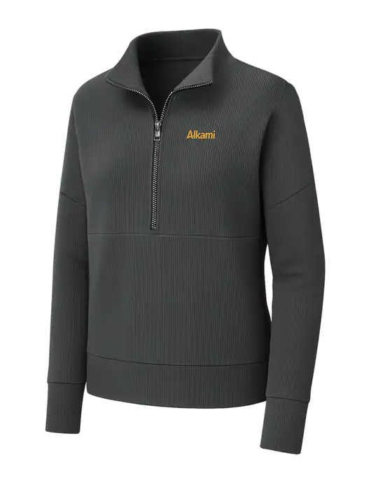Mercer+Mettle Womens Dark Grey Linear Texture Quarter Zip w/Alkami Logo