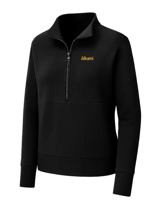 Mercer+Mettle Womens Black Linear Texture Quarter Zip w/Alkami Logo