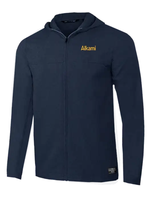 TravisMathew Dark Heather Navy Balboa Hooded Full-Zip Jacket w/Alkami Logo