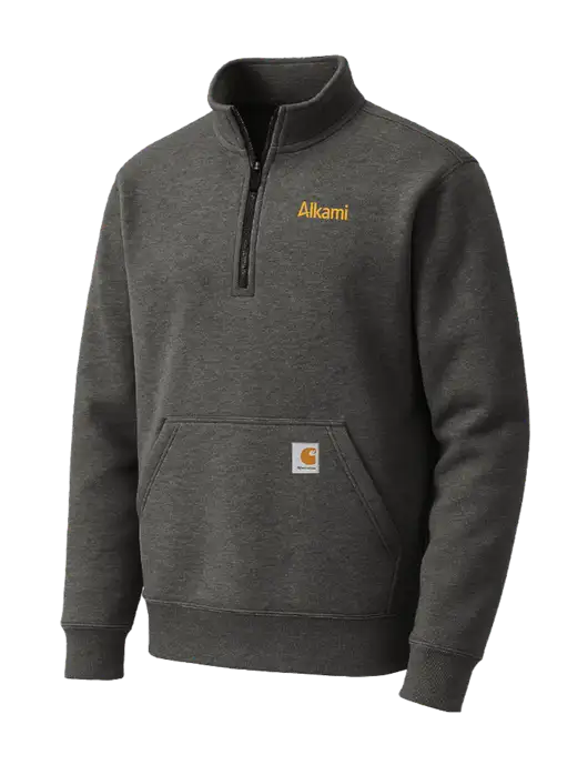 Carhartt Very Dark Heather Grey Midweight 1/4-Zip Mock Neck Sweatshirt w/Alkami Logo