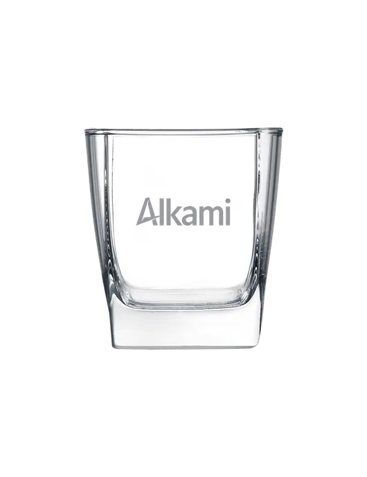 10.5 oz Square on the Rocks Glass  w/Alkami Logo