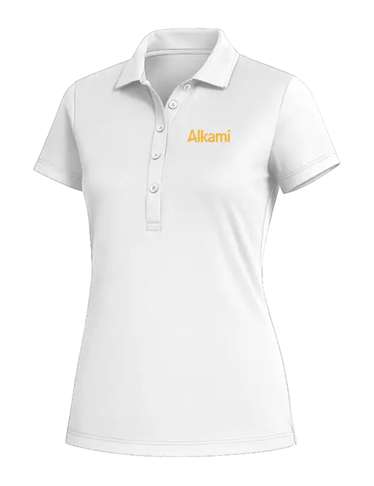 Fairway & Greene Womens White Claire Tech Polo w/Alkami Logo