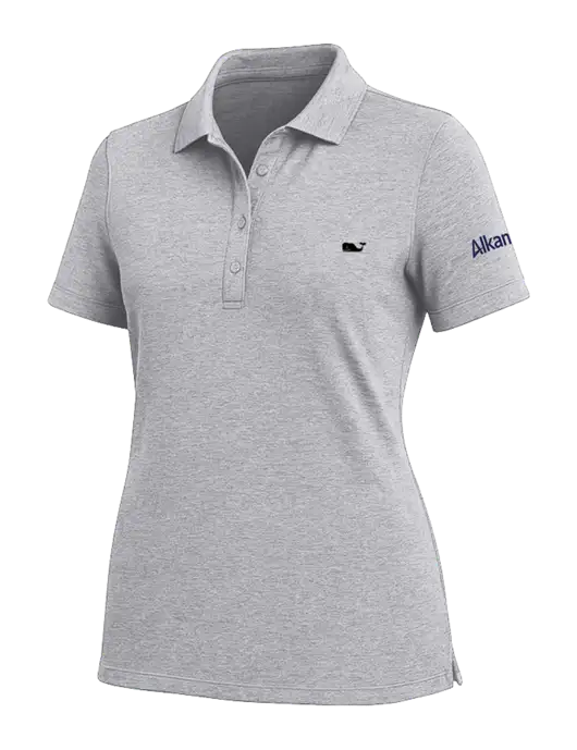 Vineyard Vines Womens Light Grey Edgartown Pique Polo w/Alkami Logo