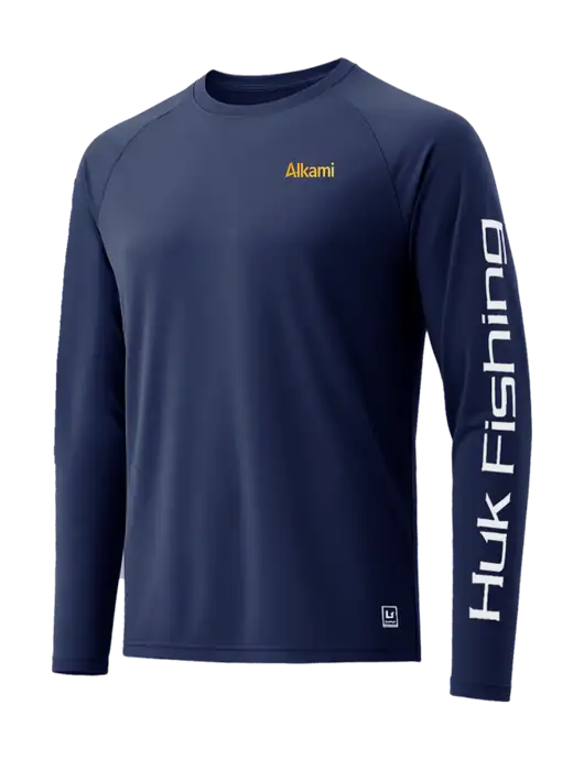 HUK Navy LoPro Pursuit Long Sleeve T-Shirt w/Alkami Logo