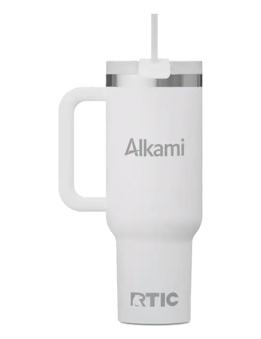 RTIC Road Trip 40 oz White Tumbler  w/Alkami Logo
