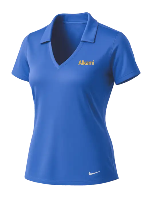 NIKE Light Royal Womens Dri-Fit Vertical Mesh Polo w/Alkami Logo