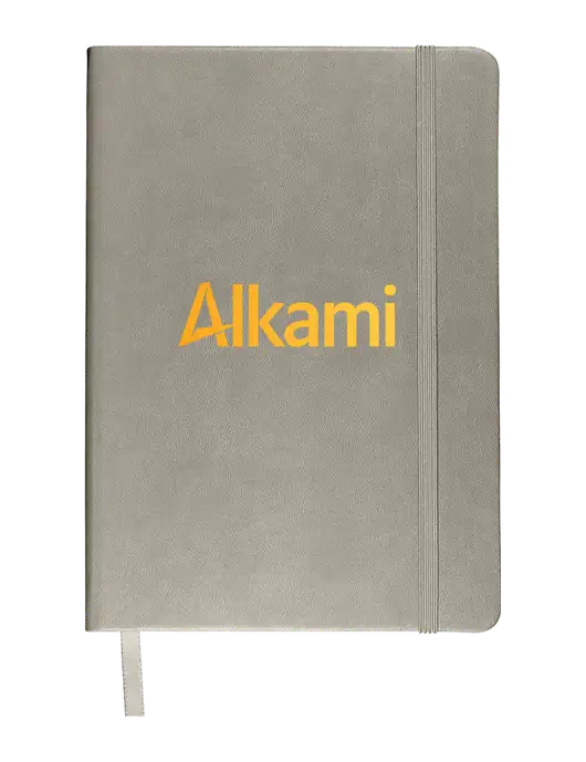 Leeman Light Medium Grey Tuscany Journal 5.75 x 8.25 w/Alkami Logo