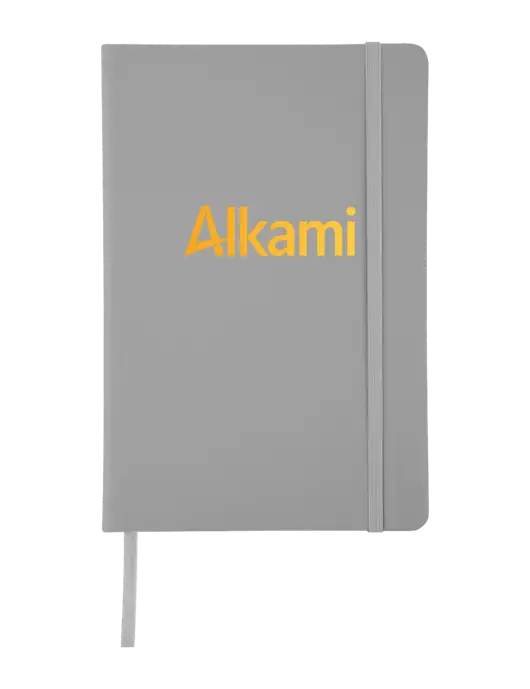 Light Medium Grey Comfort Touch Bound Journal 5 ¾" W x 8 ½” H w/Alkami Logo