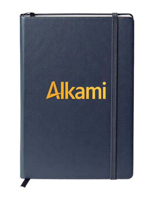 Neoskin Navy Hard Cover Journal 5.75 x 8.375 w/Alkami Logo