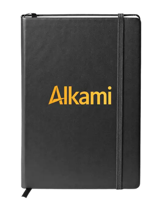 Neoskin Black Hard Cover Journal 5.75 x 8.375 w/Alkami Logo