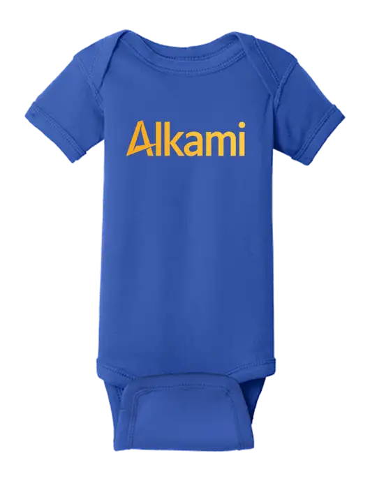 Rabbit Skins Royal Infant Short Sleeve Baby Rib Bodysuit w/Alkami Logo