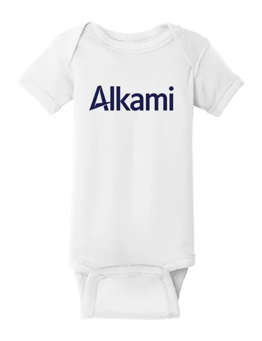 Rabbit Skins White Infant Short Sleeve Baby Rib Bodysuit w/Alkami Logo