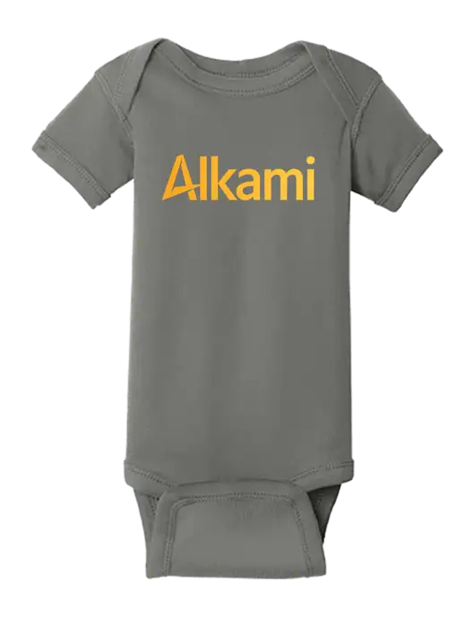 Rabbit Skins Charcoal Infant Short Sleeve Baby Rib Bodysuit w/Alkami Logo