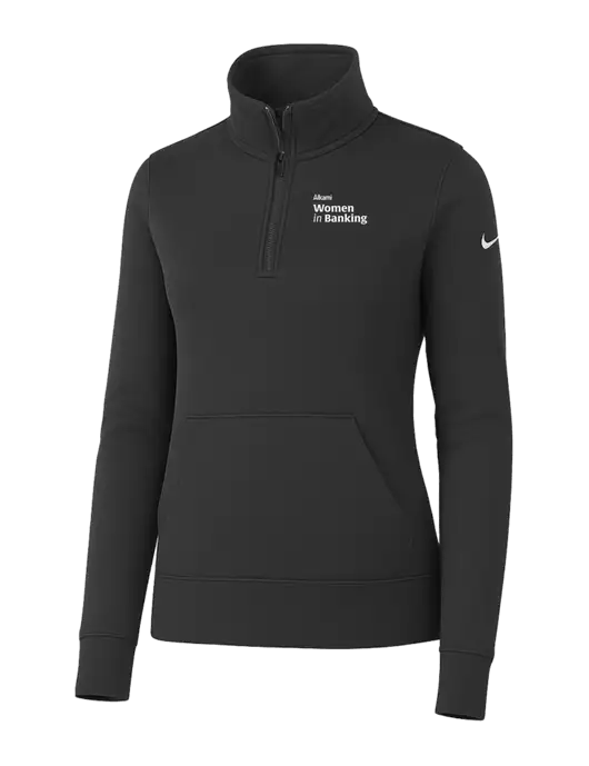 Nike Womens Dark Grey Club Fleece Sleeve Swoosh 1/2-Zip w/Women in Banking Logo