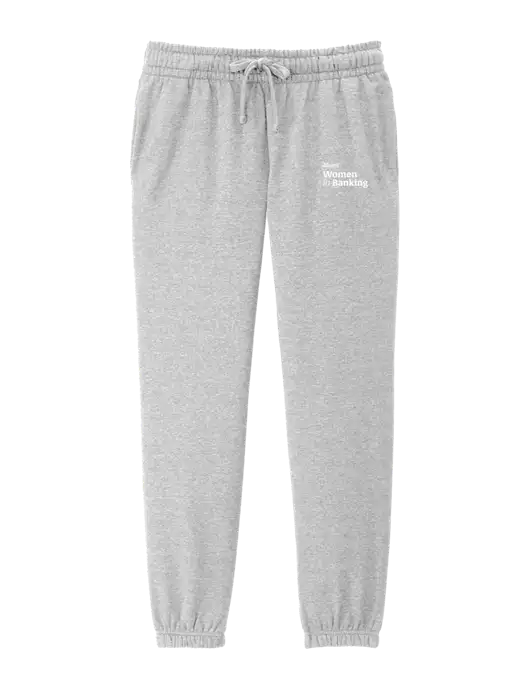 District Womens Light Heather Grey Fleece Sweatpants w/Women in Banking Logo