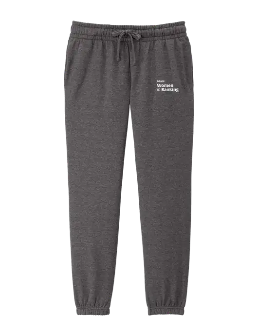 District Womens Heathered Charcoal Fleece Sweatpants w/Women in Banking Logo