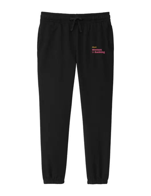 District Womens Black Fleece Sweatpants w/Women in Banking Logo