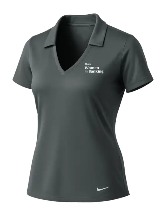 NIKE Dark Grey Womens Dri-Fit Vertical Mesh Polo w/Women in Banking Logo