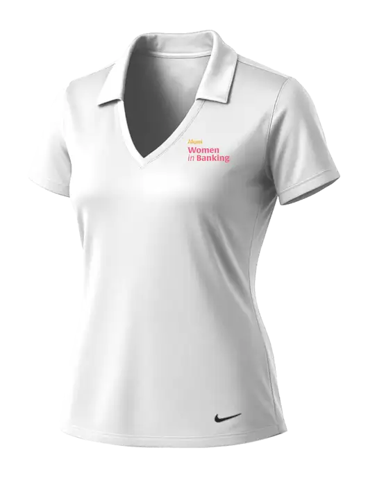 NIKE White Womens Dri-Fit Vertical Mesh Polo w/Women in Banking Logo