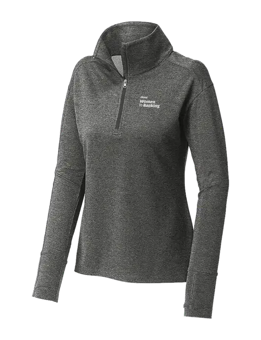 Womens Sport-Wick Flex Fleece Dark Grey Heather 1/4-Zip w/Women in Banking Logo