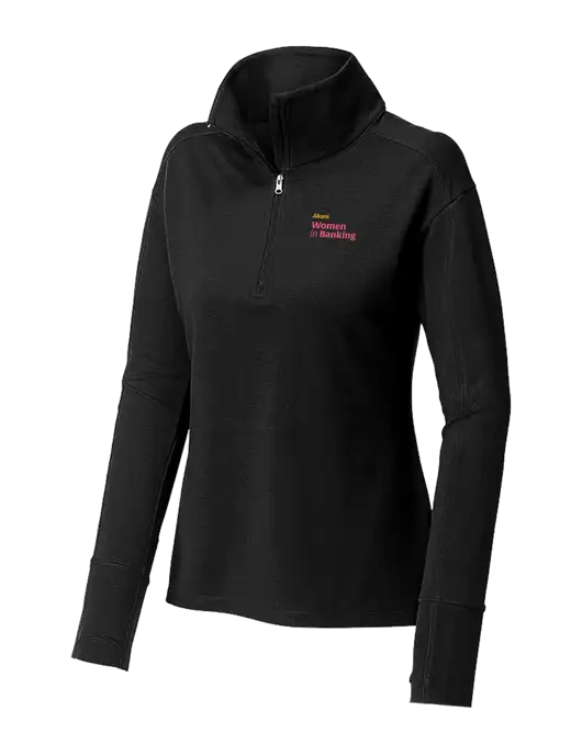 Womens Sport-Wick Flex Fleece Black 1/4-Zip w/Women in Banking Logo