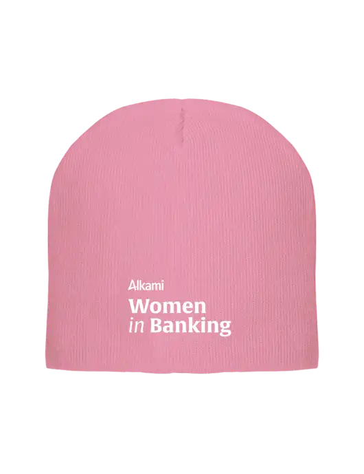 Solid Light Pink Element Knit Beanie w/Women in Banking Logo