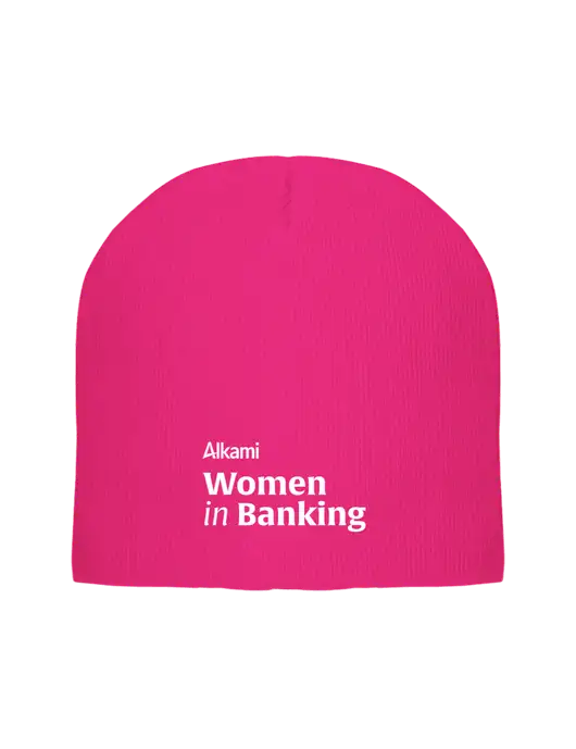 Solid Neon Pink Element Knit Beanie w/Women in Banking Logo