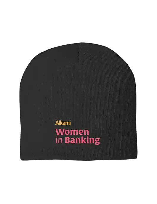 Solid Black Element Knit Beanie w/Women in Banking Logo