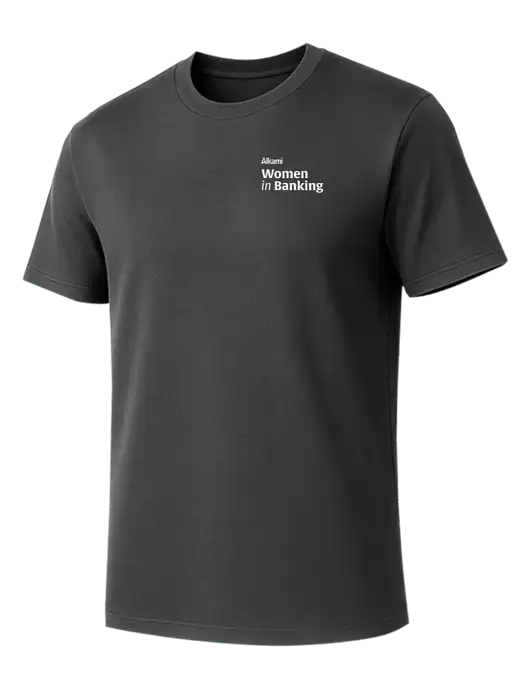 Allmade Charcoal Grey Organic Cotton Tee w/Women in Banking Logo