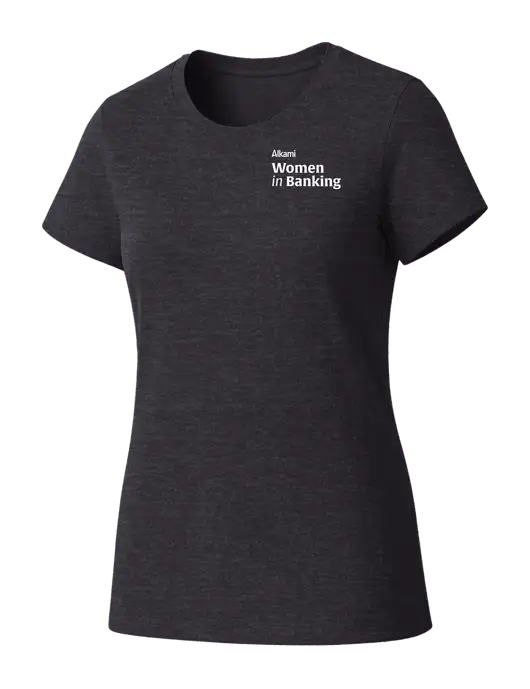 Womens Seriously Soft Heathered Charcoal T-Shirt w/Women in Banking Logo