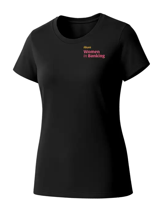 Womens Seriously Soft Black T-Shirt w/Women in Banking Logo