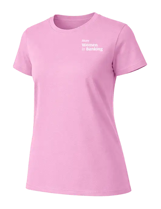 Womens Ring Spun Candy Pink 4.5 oz T-Shirt w/Women in Banking Logo