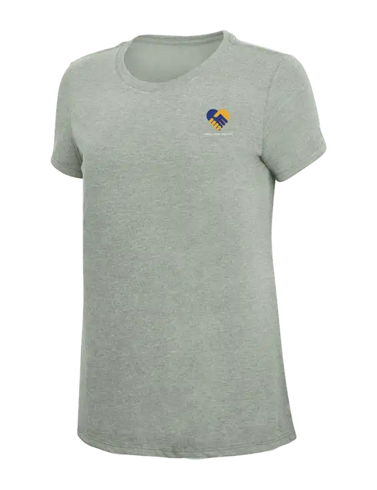 Womens Simply Soft Heathered Light Grey 4.5oz Poly/Combed Ring Spun Cotton T-Shirt w/ACT Co:lab 26 Logo, ACT Co:lab 26 Logo