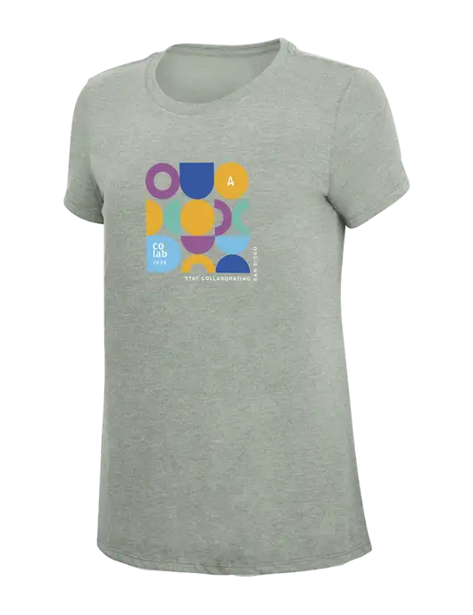 Womens Simply Soft Heathered Light Grey 4.5oz Poly/Combed Ring Spun Cotton T-Shirt w/San Diego Co:lab 26 Logo